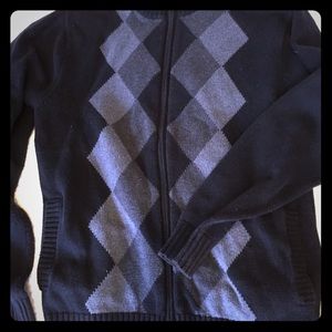 Nice Like New Full Zip Argyle Sweater